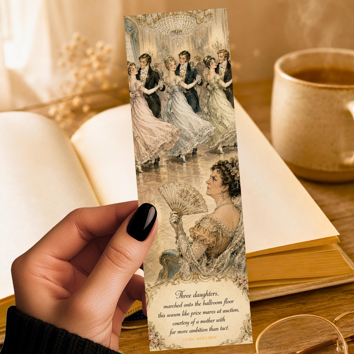 Three Daughters Bookmark | Regency Gossip Gift | Ballroom Trio Page Marker | Fan Book Gift