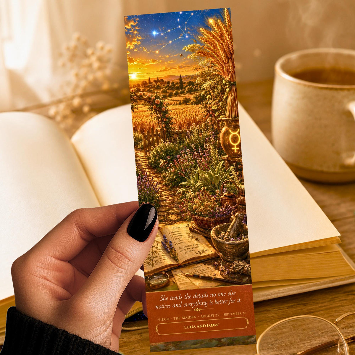 Virgo Bookmark | Maiden Zodiac Harvest Art, Astrology Book Lover Gift