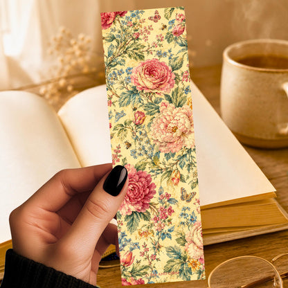 Faded Chintz Bookmark | Floral | Peony and Rose Pattern