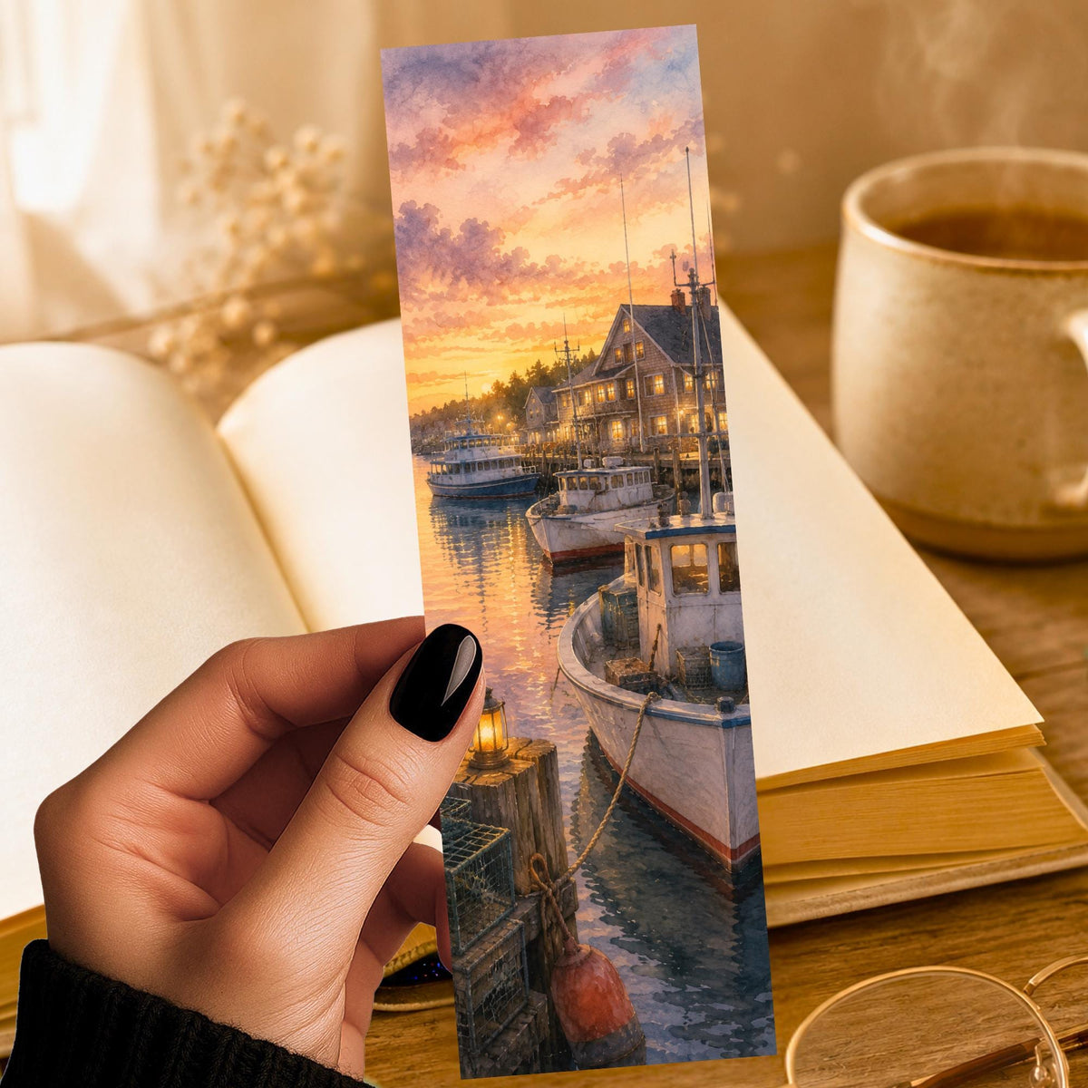 Provincetown Harbor Bookmark | Cape Cod Gift | Whale Watch Boats Page Marker | P-Town Book Lover Gift