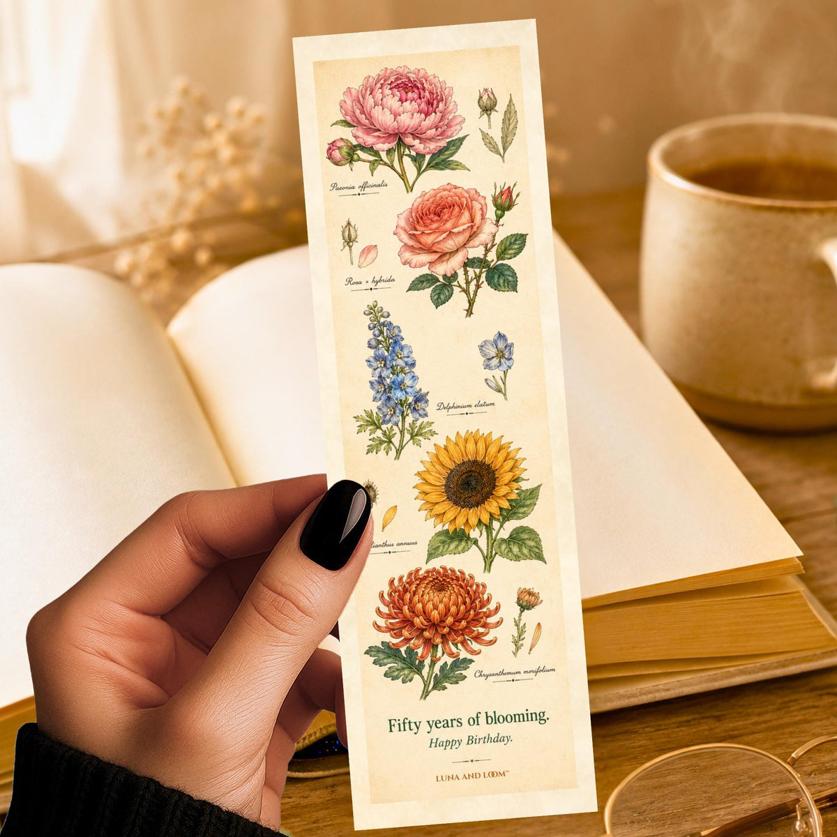 50th Birthday Greeting Bookmark Card | Turning 50 | Meaningful | Floral