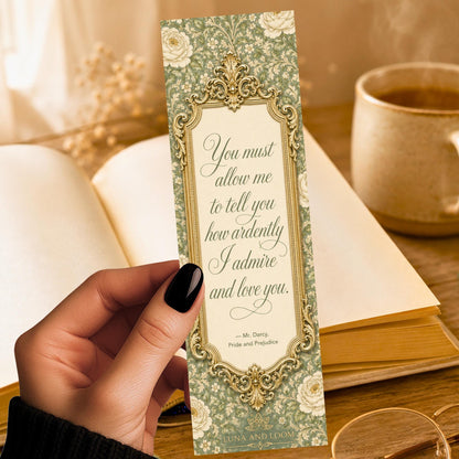 Jane Austen Bookmark | Pride and Prejudice Quote | Wedding Favor | Classic Literature Gift