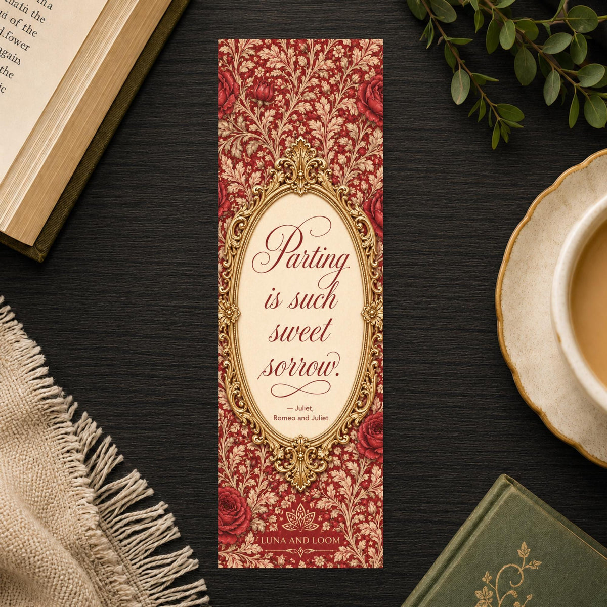 Shakespeare Quote Bookmark | Parting is Such Sweet Sorrow | Wedding Favor | Classic Literature Gift