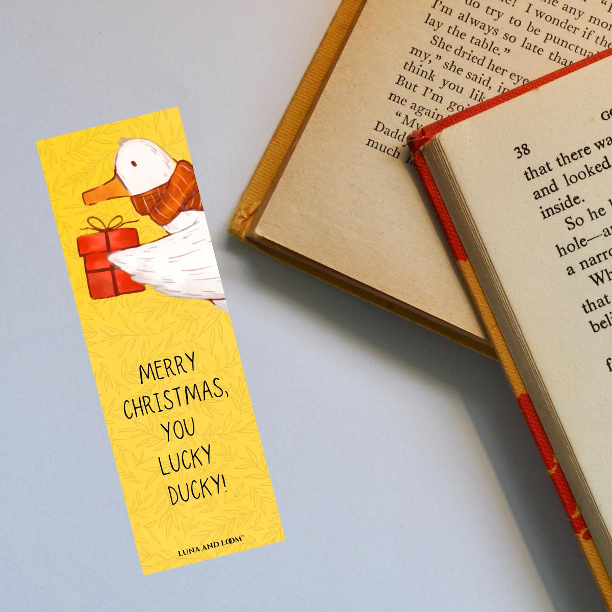 LUCKY DUCK BOOKMARK | MerryChristmas | Stocking Stuffer | Gift Tag