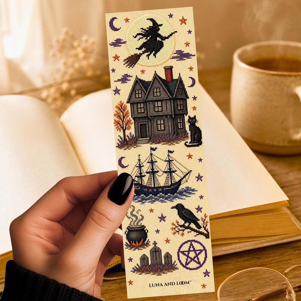 Salem, Massachusetts Bookmark | Cross Stitch Print | Witch City | Halloween