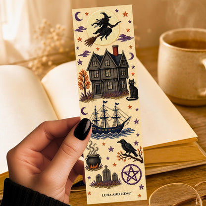 Salem, Massachusetts Bookmark | Cross Stitch Print | Witch City | Halloween
