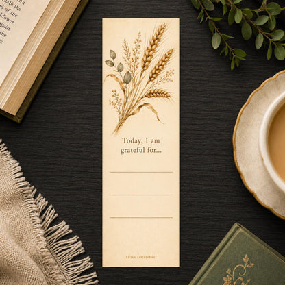 Gratitude Placecard Bookmark and Keepsake | Thanksgiving Place Setting Card | Hosting Gift | Thankful For | Wheat Sprig