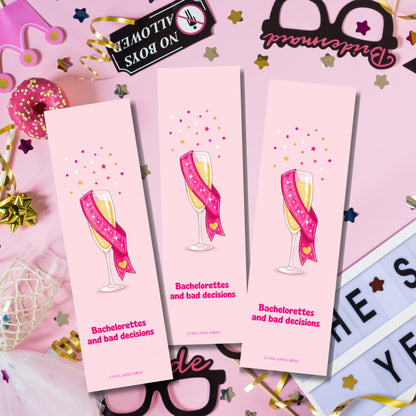 Bachelorettes And Bad Decisions Bookmark | Funny Bach Party Gift | Sash Champagne Page Marker | Bridal Gift