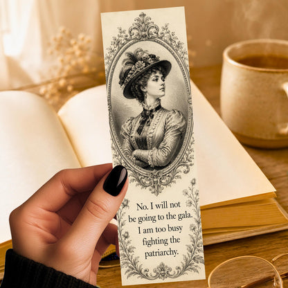 Fighting the Patriarchy Bookmark | Funny Feminist Quote Gift | Victorian Portrait Page Marker | Book Gift
