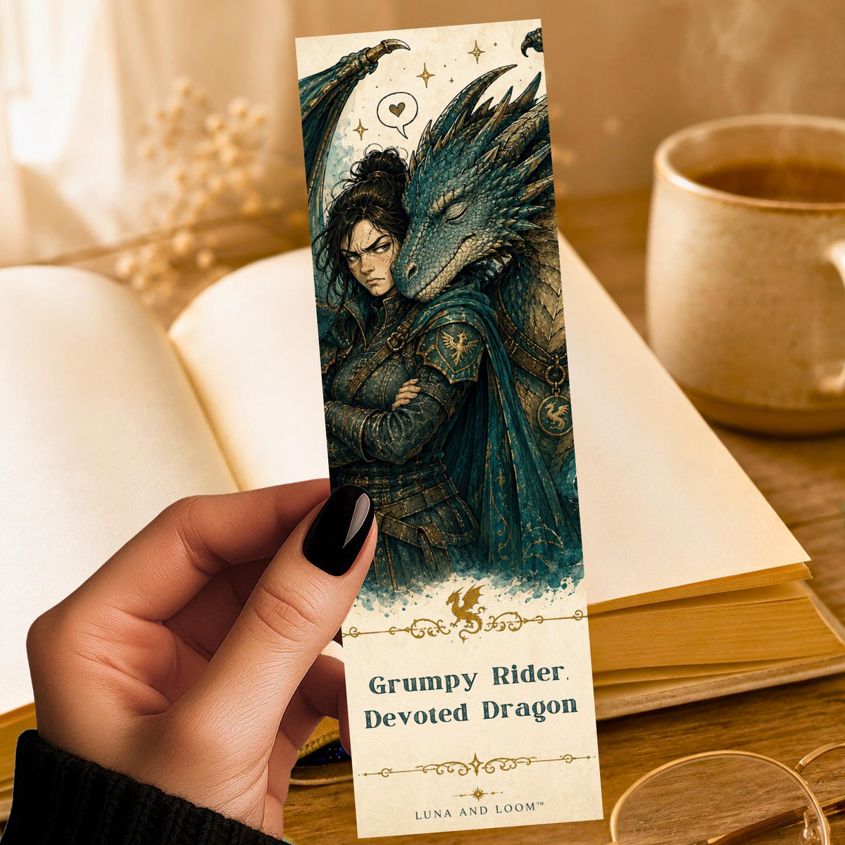 Grumpy Dragon Rider Bookmark | Fantasy Dragon Gift | Rider Duo Page Marker | Romantasy Reader Gift