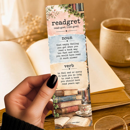 Readgret Bookmark | Funny Book Lover Definition | Reading Regret Page Marker