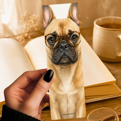 French Bulldog in Glasses Bookmark | Realistic Dog Portrait | Animal Lover | Watercolor