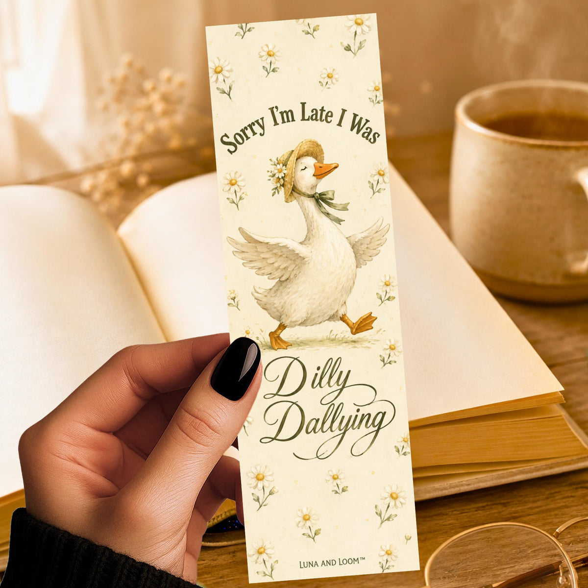 Dilly Dallying Bookmark | Funny Goose Gift | Silly Phrase Page Marker | Book Lover Gift