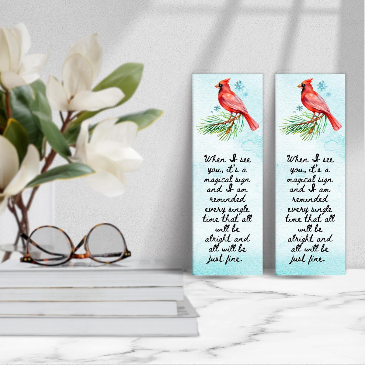 Red Cardinal Bookmark | Grieving | Inspiring Quote |
