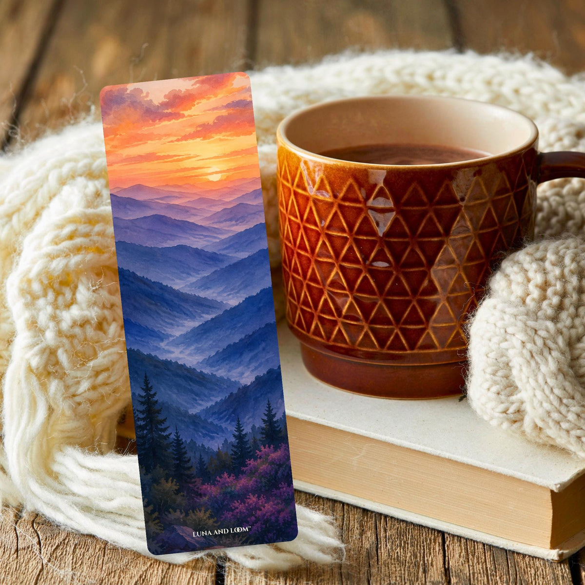 Blue Ridge Sunset Bookmark | Asheville Mountain Gift | Layered Ridge Page Marker | Scenic Book Lover Gift