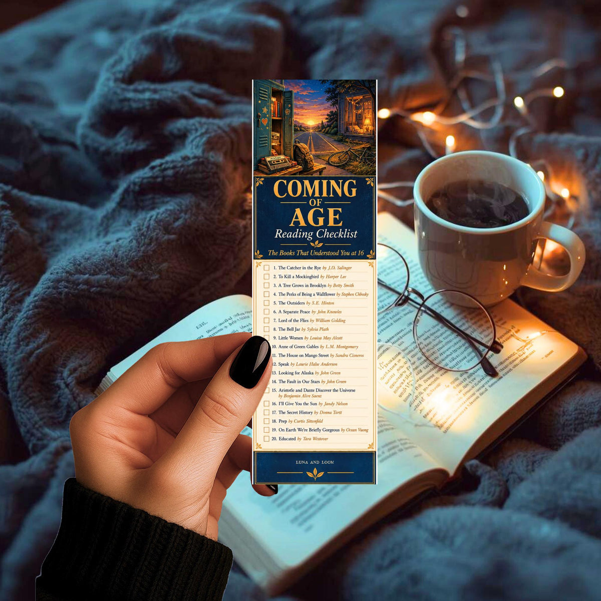 Coming of Age Reading Checklist Bookmark | Literary Fiction Gift | Nostalgic Reader Bookmark | Luna And Loom