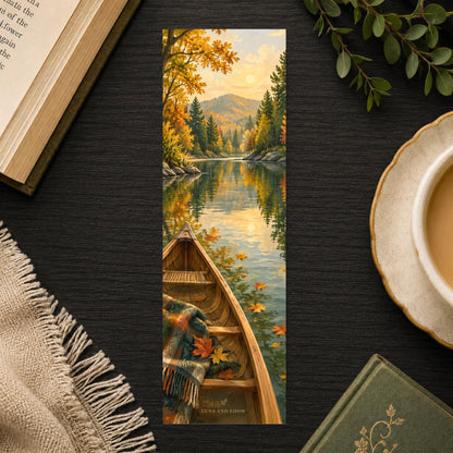 River Canoe Bookmark | Ann Arbor Reader Gift | Autumn Water Page Marker | Book Lover Gift