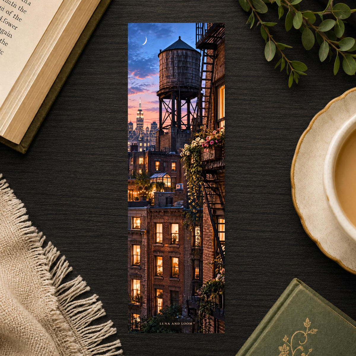 Rooftop Water Tower Bookmark | Brooklyn NYC Gift | Window Garden Page Marker | Book Lover Gift |