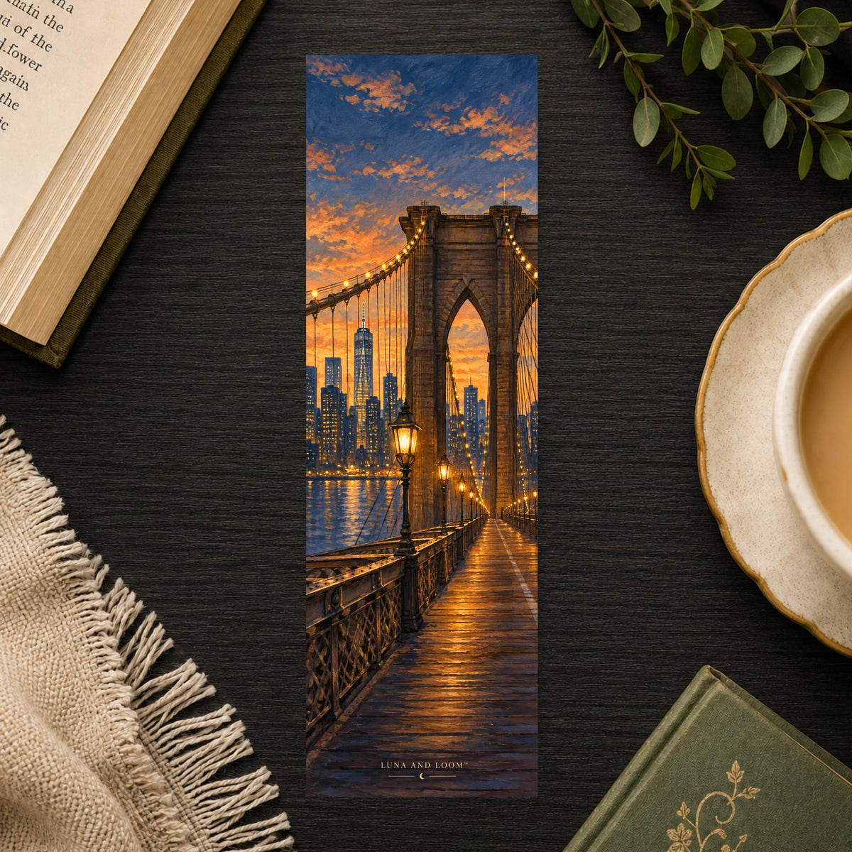 Brooklyn Bridge Bookmark | NYC Reader Gift | Dusk Skyline Page Marker | Book Lover Gift