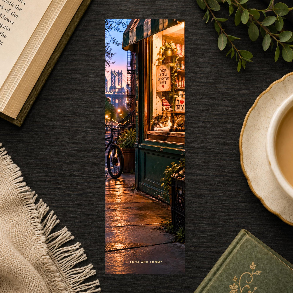 Bodega Cat Bookmark | Brooklyn NYC Gift | Dusk Window Page Marker | Book Lover Gift