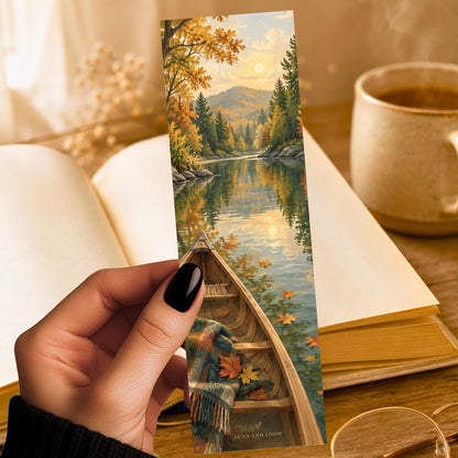 River Canoe Bookmark | Ann Arbor Reader Gift | Autumn Water Page Marker | Book Lover Gift