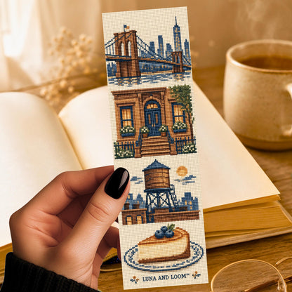 Brooklyn Cross Stitch Bookmark | NYC Sampler Style Page Marker | Book Lover Gift