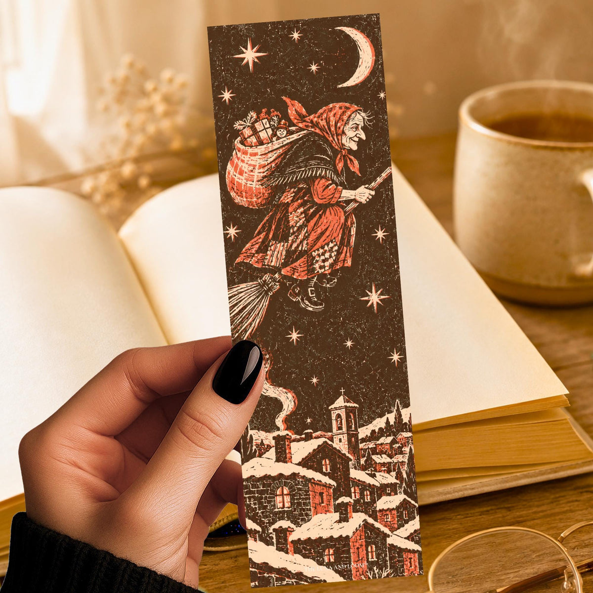 La Befana Bookmark | Italian Christmas Witch Gift | Epiphany Folklore Page Marker | Witchy Holiday Reader Gift