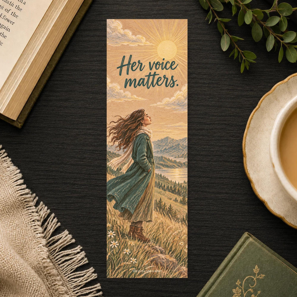 Her Voice Matters Bookmark | Women Empowerment Gift | Sunrise Page Marker | Encouragement Gift for Her