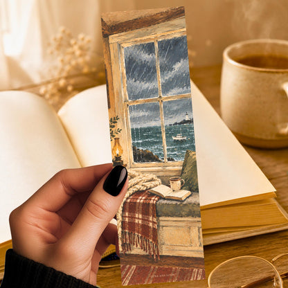 Nor'easter Window Seat Bookmark | Cozy Rainy Day Reading Gift | Storm Watching Page Marker | Book Lover Gift