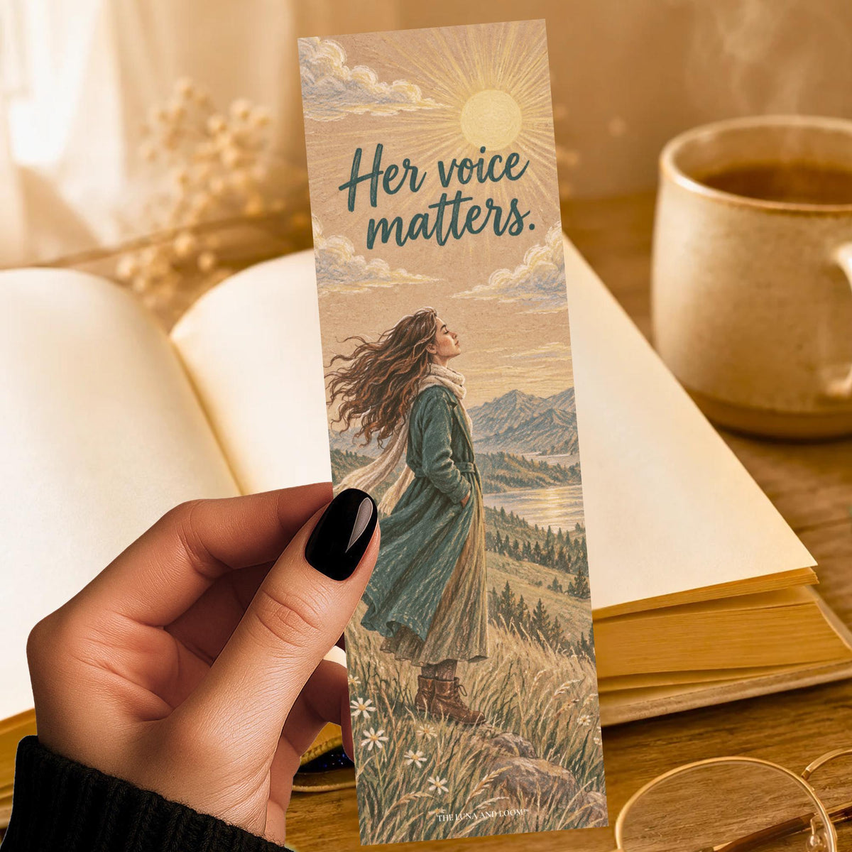 Her Voice Matters Bookmark | Women Empowerment Gift | Sunrise Page Marker | Encouragement Gift for Her