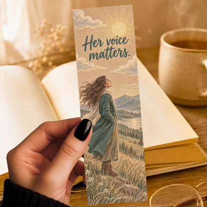 Her Voice Matters Bookmark | Women Empowerment Gift | Sunrise Page Marker | Encouragement Gift for Her